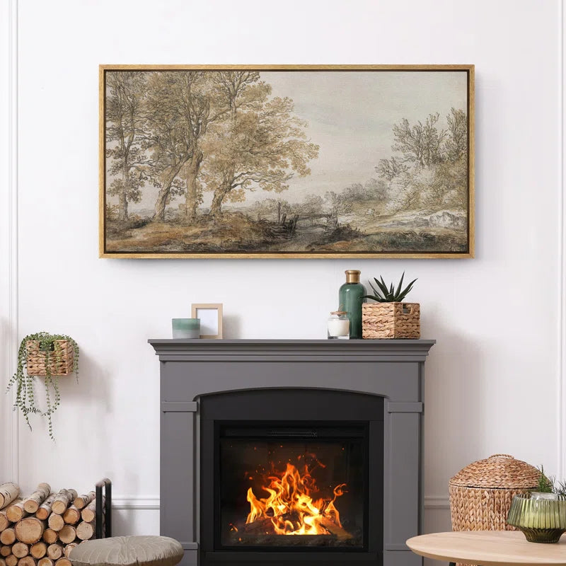 Rustic Countryside " Classical Forest Sketch Vintage Style Tree Modern Art Relax Calm Warm Extra Large Pictures "