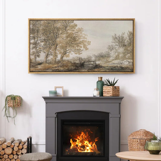 Rustic Countryside " Classical Forest Sketch Vintage Style Tree Modern Art Relax Calm Warm Extra Large Pictures "