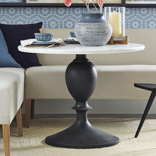 Chapman Round Marble Pedestal Dining Table