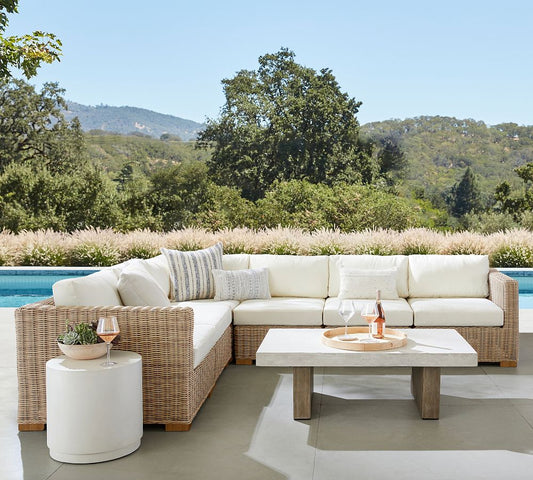 Huntington Wicker 6-Piece Square Arm Outdoor Sectional