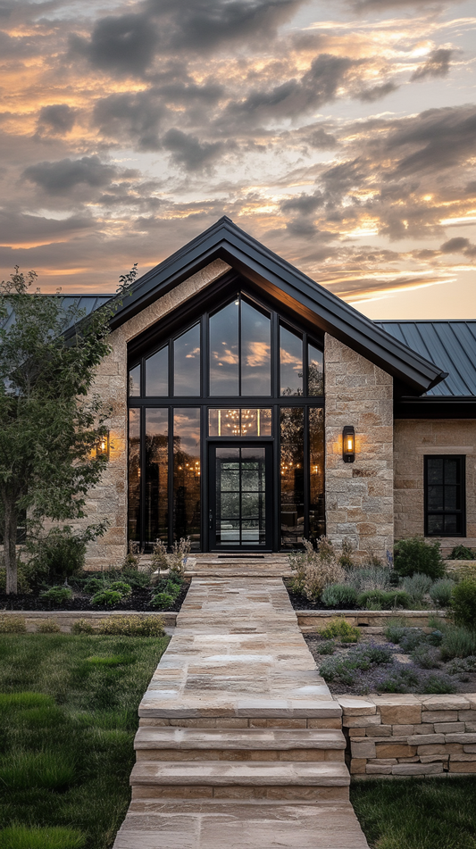 Luxury Stone Ranch Home Floor Plan - 1 Page PDF by Licensed Architect, Ai Generated Images
