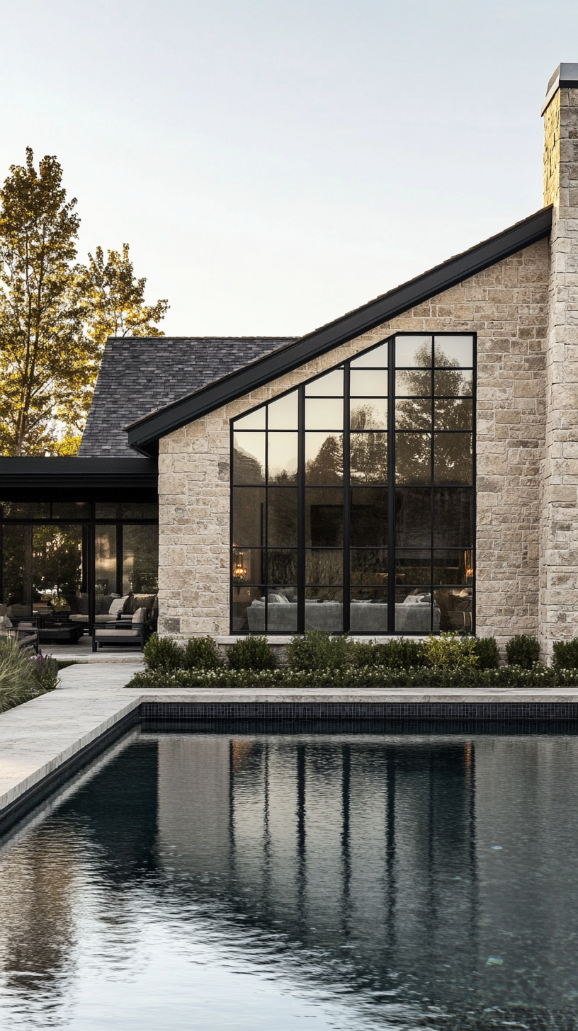 Luxury Stone Ranch Home Floor Plan - 1 Page PDF by Licensed Architect, Ai Generated Images